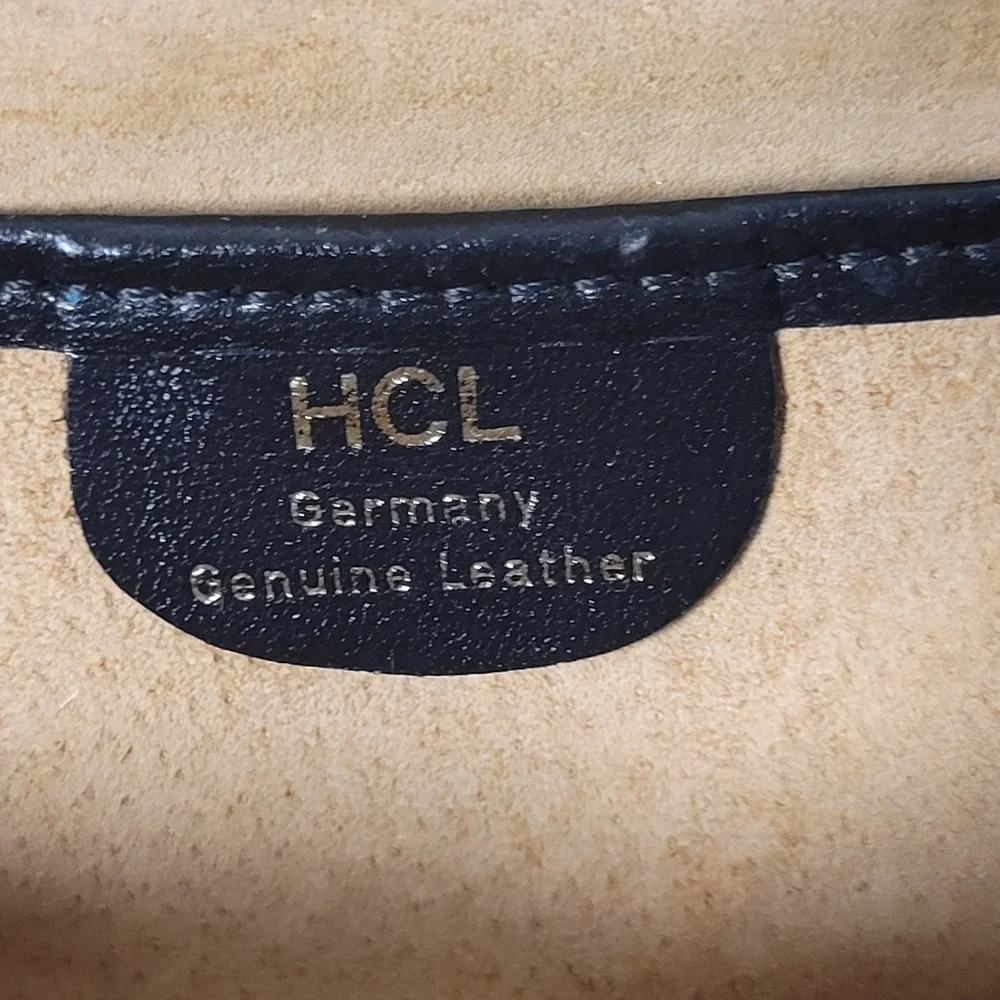 HCL Black and Brown Crossbody Bag German Leather Vintage *flaw